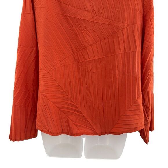 Babette San Francisco Women's Shirt Small Crinkle Polyester Snap Blouse Orange - Picture 11 of 16